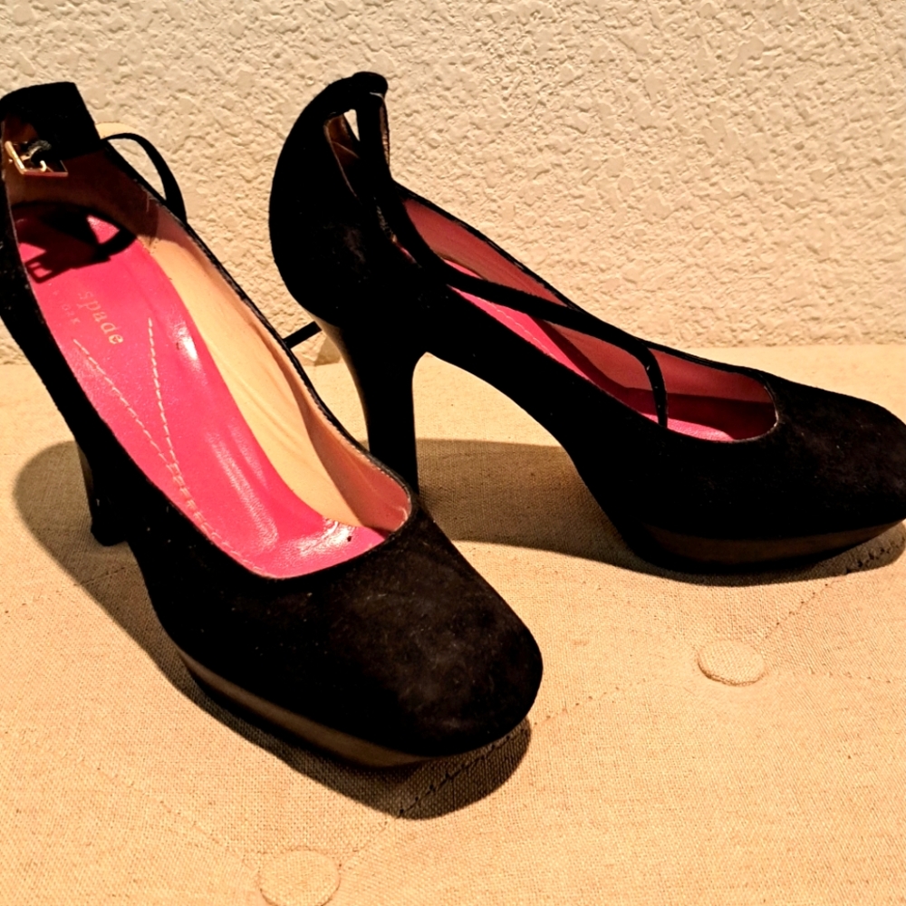 kate spade black suede high heels